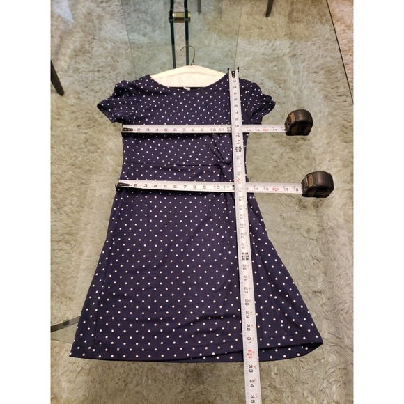 Old Navy Women Blue Polka Dots Round Neck Short Sleeve Knee Length Dress Sz XS P - Picture 7 of 9